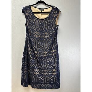 Connected Apparel Blue Lace Layered Dress Size 12